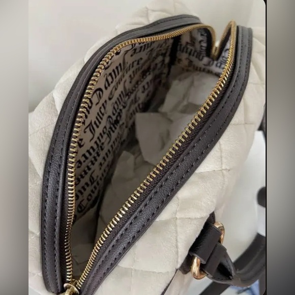 ❌SALE❌NWT Juicy Couture Velour Crystal Chocolate Quilted Royal Moment Bowler Bag - Picture 8 of 10